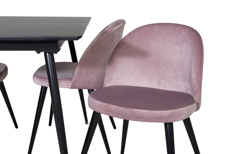 Silar Rektangulär Matgrupp 120-160 cm med 4 Velvet Matstolar - gammelrosa - Möbler - Bord & matgrupper - Matgrupper
