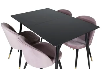 Silar Rektangulär Matgrupp 120-160 cm med 4 Velvet Matstolar - gammelrosa - Möbler - Bord & matgrupper - Matgrupper