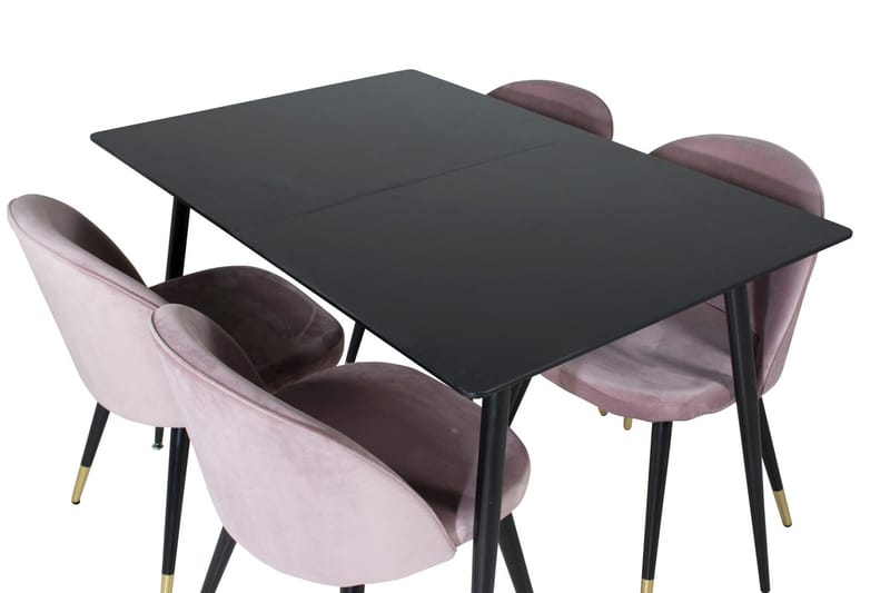 Silar Rektangulär Matgrupp 120-160 cm med 4 Velvet Matstolar - gammelrosa - Möbler - Bord & matgrupper - Matgrupper