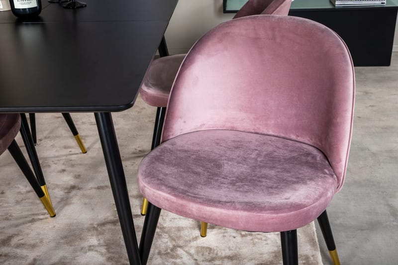Silar Rektangulär Matgrupp 120-160 cm med 4 Velvet Matstolar - gammelrosa - Möbler - Bord & matgrupper - Matgrupper