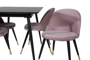 Silar Rektangulär Matgrupp 120-160 cm med 4 Velvet Matstolar - gammelrosa - Möbler - Bord & matgrupper - Matgrupper