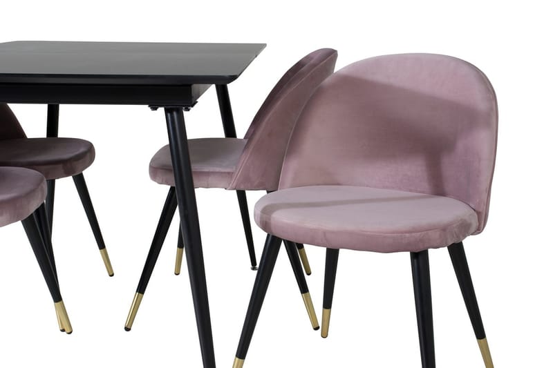 Silar Rektangulär Matgrupp 120-160 cm med 4 Velvet Matstolar - gammelrosa - Möbler - Bord & matgrupper - Matgrupper
