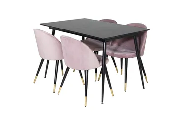 Silar Rektangulär Matgrupp 120-160 cm med 4 Velvet Matstolar - gammelrosa - Möbler - Bord & matgrupper - Matgrupper