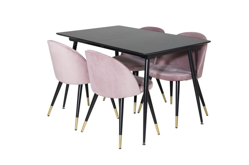 Silar Rektangulär Matgrupp 120-160 cm med 4 Velvet Matstolar - gammelrosa - Möbler - Bord & matgrupper - Matgrupper