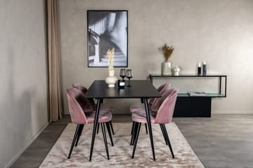 Silar Rektangulär Matgrupp 120-160 cm med 4 Velvet Matstolar - gammelrosa - Möbler - Bord & matgrupper - Matgrupper