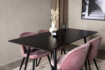Silar Rektangulär Matgrupp 120-160 cm med 4 Velvet Matstolar - gammelrosa - Möbler - Bord & matgrupper - Matgrupper