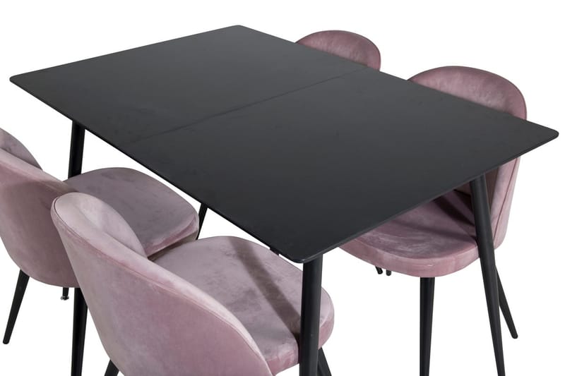 Silar Rektangulär Matgrupp 120-160 cm med 4 Velvet Matstolar - gammelrosa - Möbler - Bord & matgrupper - Matgrupper
