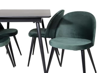 Silar Rektangulär Matgrupp 120-160 cm med 4 Velvet Matstolar - grön - Möbler - Bord & matgrupper - Matgrupper