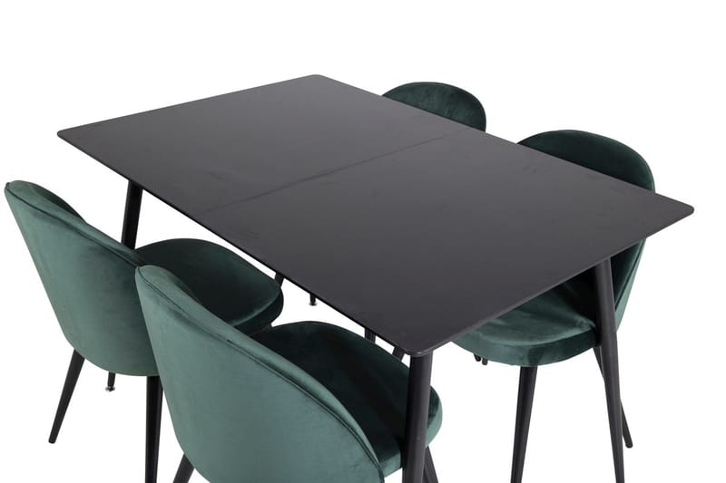 Silar Rektangulär Matgrupp 120-160 cm med 4 Velvet Matstolar - grön - Möbler - Bord & matgrupper - Matgrupper