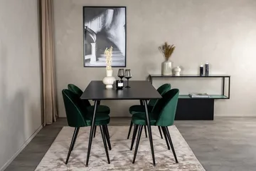 Silar Rektangulär Matgrupp 120-160 cm med 4 Velvet Matstolar - grön - Möbler - Bord & matgrupper - Matgrupper