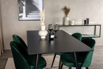 Silar Rektangulär Matgrupp 120-160 cm med 4 Velvet Matstolar - grön - Möbler - Bord & matgrupper - Matgrupper