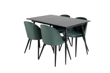 Silar Rektangulär Matgrupp 120-160 cm med 4 Velvet Matstolar - grön - Möbler - Bord & matgrupper - Matgrupper