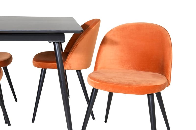 Silar Rektangulär Matgrupp 120-160 cm med 4 Velvet Matstolar - rostig orange - Möbler - Bord & matgrupper - Matgrupper