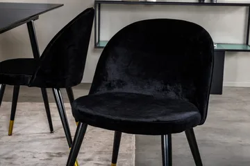 Silar Rektangulär Matgrupp 120-160 cm med 4 Velvet Matstolar - svart - Möbler - Bord & matgrupper - Matgrupper
