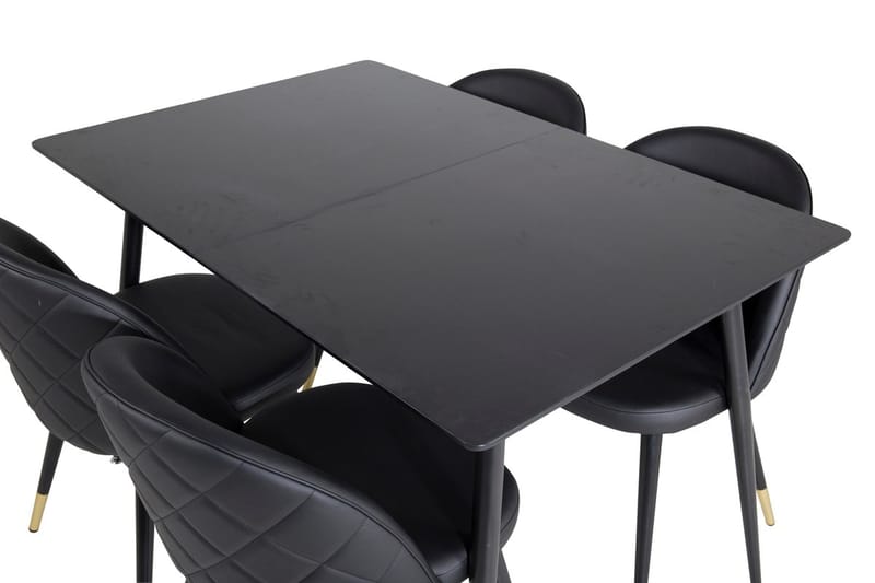 Silar Rektangulär Matgrupp 120-160 cm med 4 Velvet Matstolar - svart - Möbler - Bord & matgrupper - Matgrupper