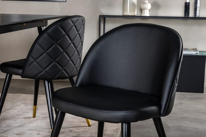 Silar Rektangulär Matgrupp 120-160 cm med 4 Velvet Matstolar - svart - Möbler - Bord & matgrupper - Matgrupper