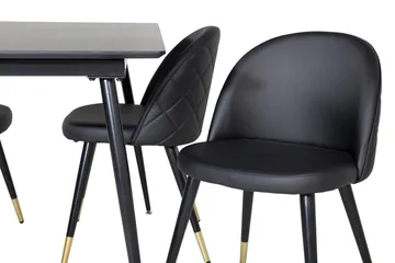 Silar Rektangulär Matgrupp 120-160 cm med 4 Velvet Matstolar - svart - Möbler - Bord & matgrupper - Matgrupper