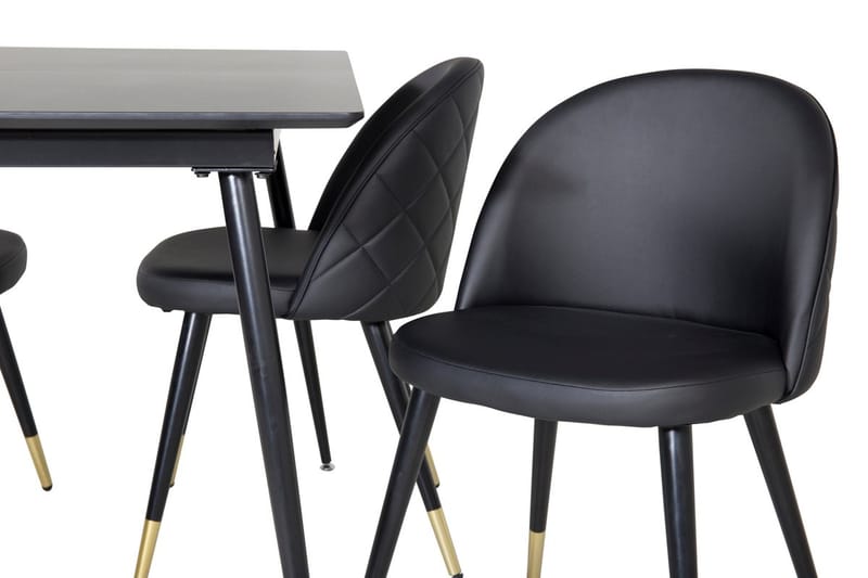 Silar Rektangulär Matgrupp 120-160 cm med 4 Velvet Matstolar - svart - Möbler - Bord & matgrupper - Matgrupper