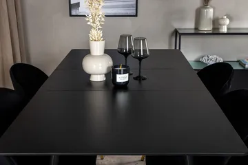 Silar Rektangulär Matgrupp 120-160 cm med 4 Velvet Matstolar - svart - Möbler - Bord & matgrupper - Matgrupper