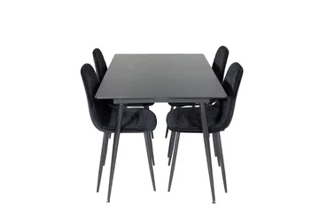 Silar Rektangulär Matgrupp 120-160 cm med 4 Polar Matstolar - svart - Möbler - Bord & matgrupper - Matgrupper