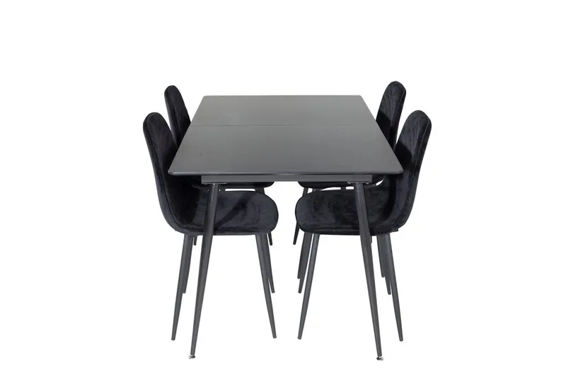 Silar Rektangulär Matgrupp 120-160 cm med 4 Polar Matstolar - svart - Möbler - Bord & matgrupper - Matgrupper