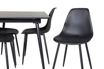 Silar Rektangulär Matgrupp 120-160 cm med 4 Polar Matstolar - svart - Möbler - Bord & matgrupper - Matgrupper