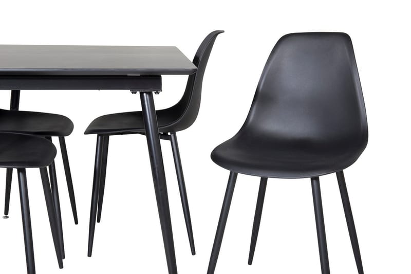 Silar Rektangulär Matgrupp 120-160 cm med 4 Polar Matstolar - svart - Möbler - Bord & matgrupper - Matgrupper