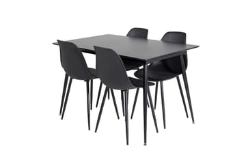 Silar Rektangulär Matgrupp 120-160 cm med 4 Polar Matstolar - svart - Möbler - Bord & matgrupper - Matgrupper