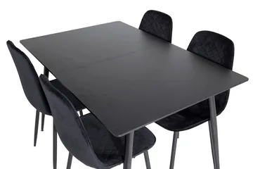 Silar Rektangulär Matgrupp 120-160 cm med 4 Polar Matstolar - svart - Möbler - Bord & matgrupper - Matgrupper