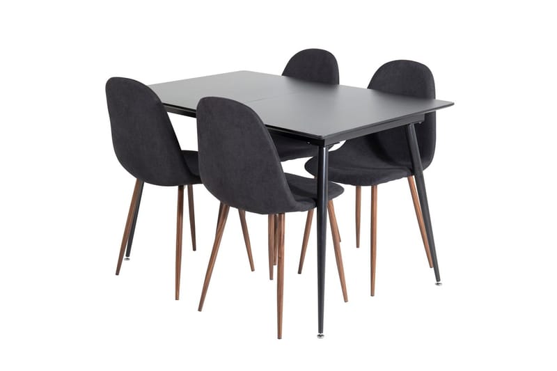 Silar Rektangulär Matgrupp 120-160 cm med 4 Polar Matstolar - svart - Möbler - Bord & matgrupper - Matgrupper