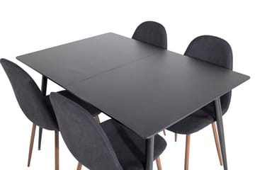 Silar Rektangulär Matgrupp 120-160 cm med 4 Polar Matstolar - svart - Möbler - Bord & matgrupper - Matgrupper