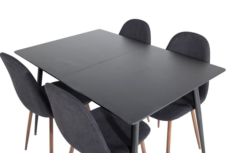 Silar Rektangulär Matgrupp 120-160 cm med 4 Polar Matstolar - svart - Möbler - Bord & matgrupper - Matgrupper
