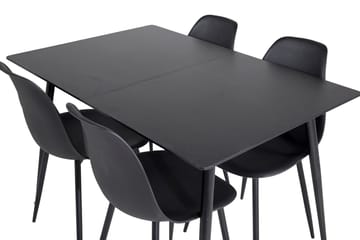 Silar Rektangulär Matgrupp 120-160 cm med 4 Polar Matstolar - svart - Möbler - Bord & matgrupper - Matgrupper