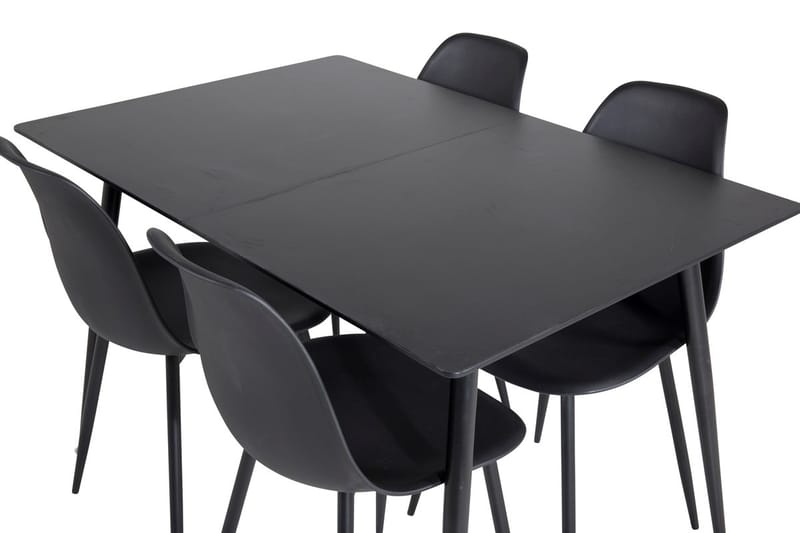 Silar Rektangulär Matgrupp 120-160 cm med 4 Polar Matstolar - svart - Möbler - Bord & matgrupper - Matgrupper