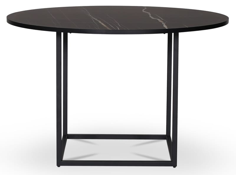 Sintorp matgrupp, runt matbord Ø115 cm inkl 4 st Orust pinnstolar - Svart marmor (Laminat) - Svart marmorlaminat - Möbler - Bord & matgrupper - Matgrupper