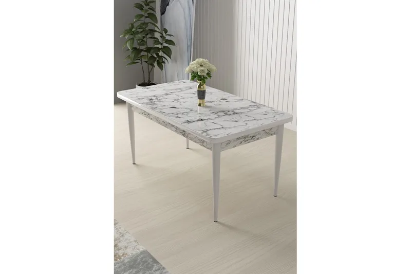 Sivaji Matbord 110 cm Rektangulär - Vit Marmor/Vit - Möbler - Bord & matgrupper - Matbord & köksbord