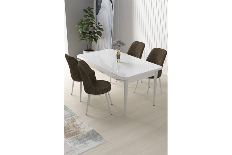 Sivaji Matgrupp 4-sits - Vit/Brun - Möbler - Bord & matgrupper - Matgrupper