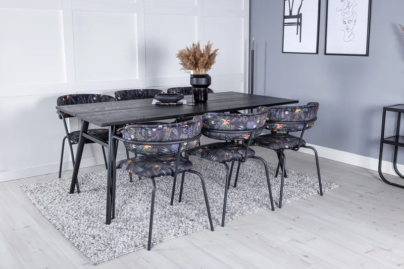 Sleek Matbord 195 cm Förlängningsbart med 6 Arrow Fåtölj