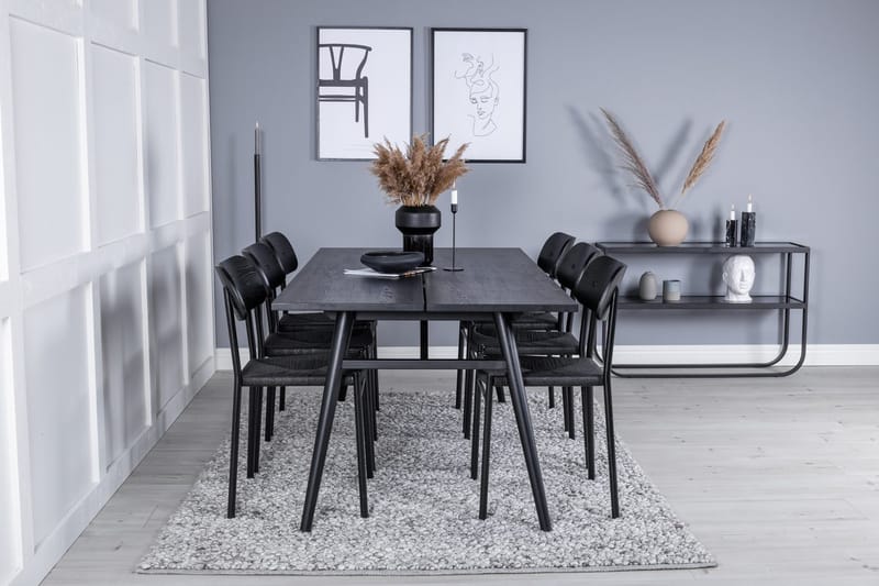 Sleek Matbord 195 cm Förlängningsbart med 6 Polly Matstol - Möbler - Bord & matgrupper - Matgrupper