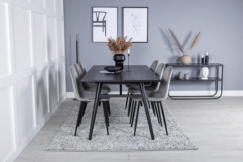 Sleek Matbord 195 cm Förlängningsbart med 6 Polar Köksstol - Möbler - Bord & matgrupper - Matgrupper