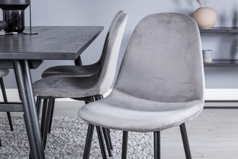 Sleek Matgrupp Förlängningsbar 195 cm Rektangulär med 6 Polar stolar - Svart - Möbler - Bord & matgrupper - Matgrupper