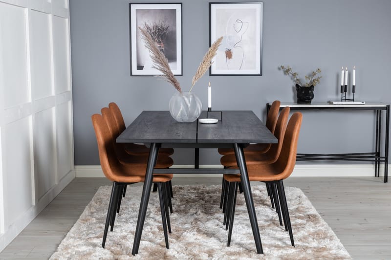 Sleek Matgrupp Förlängningsbar 195 cm Rektangulär med 6 Polar stolar - Möbler - Bord & matgrupper - Matgrupper