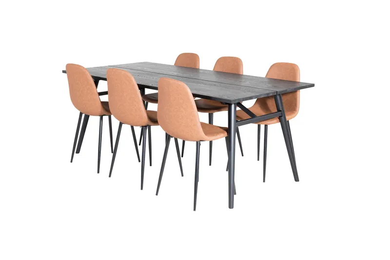 Sleek Matgrupp Förlängningsbar 195 cm Rektangulär med 6 Polar stolar - Möbler - Bord & matgrupper - Matgrupper