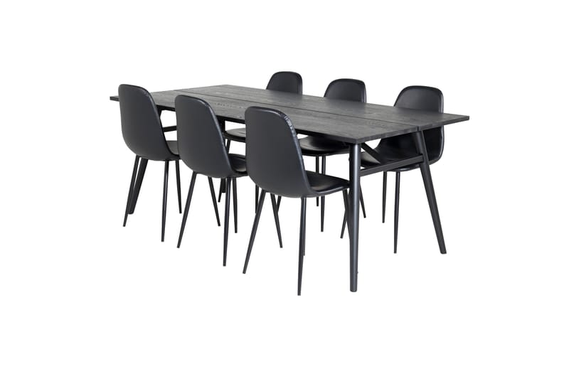 Sleek Matgrupp Förlängningsbar 195 cm Rektangulär med 6 Polar stolar - Svart - Möbler - Bord & matgrupper - Matgrupper