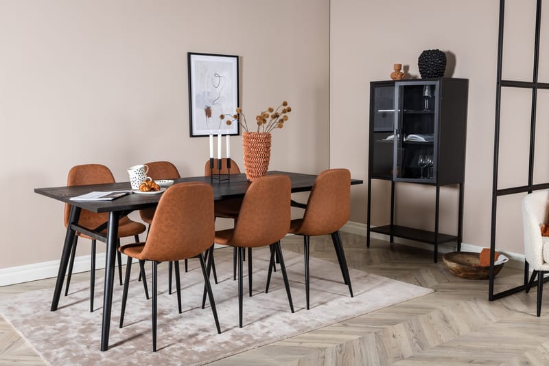 Sleek Matgrupp Förlängningsbar 195 cm Rektangulär med 6 Polar stolar - Möbler - Bord & matgrupper - Matgrupper