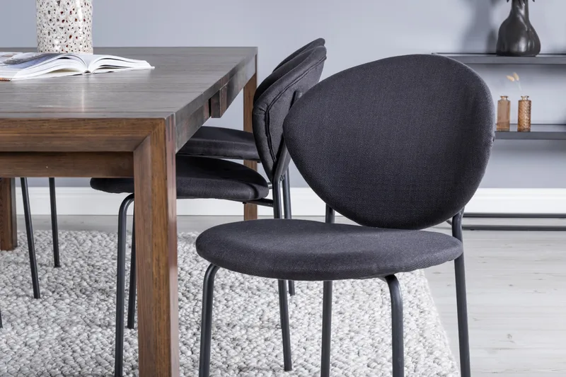 Slider Matgrupp Förlängningsbar 170 cm Rektangulär med 6 Vault stolar - Svart - Möbler - Bord & matgrupper - Matgrupper