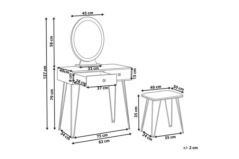 Sminkbord Caen - Möbler - Bord & matgrupper - Sminkbord & toalettbord - Sminkbord med spegel
