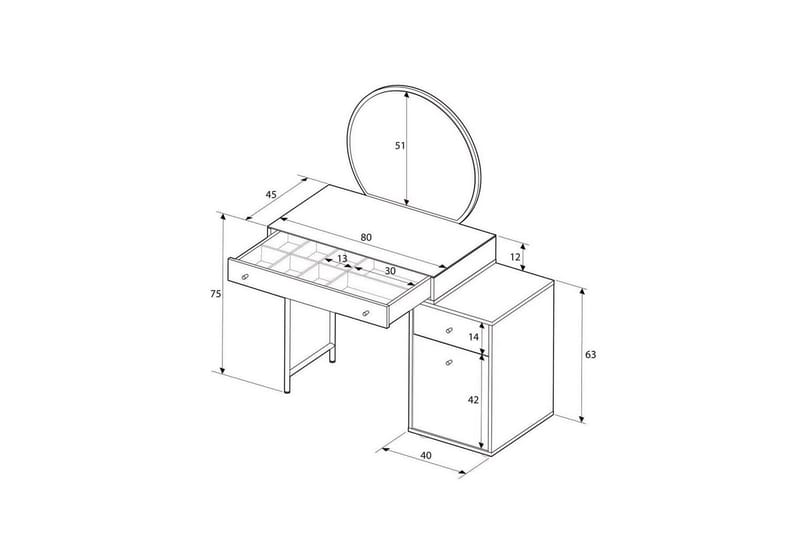 Sminkbord Dralen Mink - Multifärgad - Möbler - Bord & matgrupper - Sminkbord & toalettbord