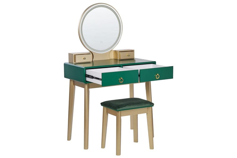 Sminkbord Fedry Grön, guld - Grön, guld - Möbler - Bord & matgrupper - Sminkbord & toalettbord - Sminkbord med spegel