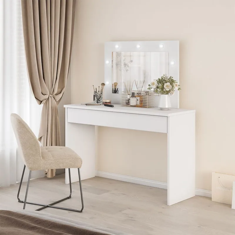 Sminkbord med spegel Eva 1 låda - Vit - Möbler - Bord & matgrupper - Sminkbord & toalettbord